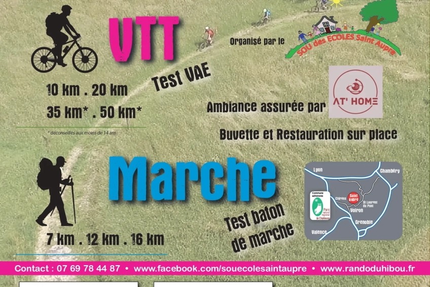 Rando du Hibou à Saint-Aupre : randonnée VTT et pédestre soutenue par Mondovélo Voiron dans le Parc naturel de Chartreuse.